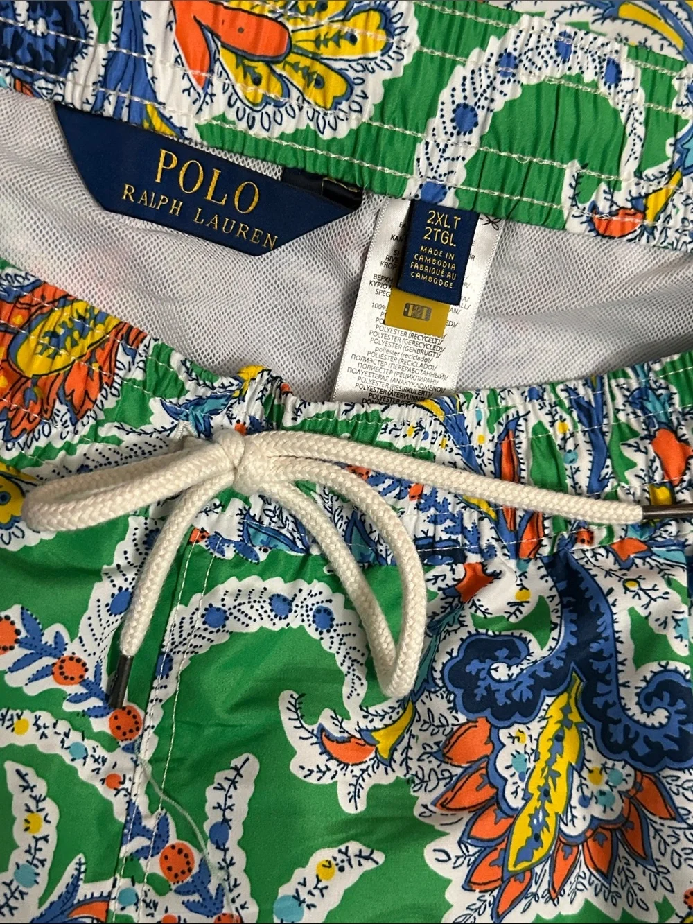 Polo‎ Ralph Lauren Swim Trunk Shorts Green Blue Orange Swimwear Men's 2XLT